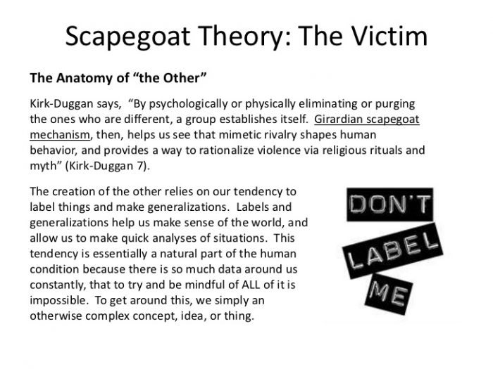 Scapegoat theory: the victim. The Anatomy of the other.